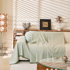 Linen-Look Textured Couch Throw Cover, Breathable Sofa Blanket & Furniture Protector
