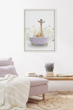 Sylvie Giraffe In Spring Bath Framed Canvas by Amy Peterson Art Studio