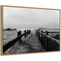 Sylvie Coastal Beach Boardwalk Black and White Framed Canvas by Patricia Hasz