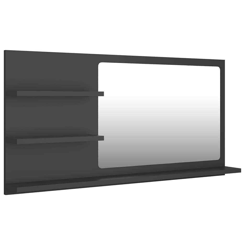 Bathroom Mirror Gray 35.4&quot;x4.1&quot;x17.7&quot; Engineered Wood