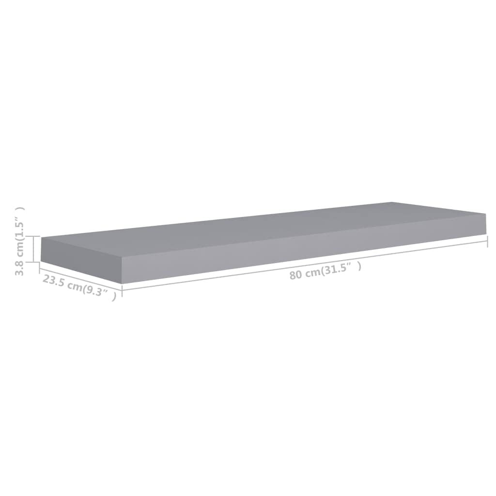 vidaXL Floating Wall Shelves Set of 2, Gray, Honeycomb MDF and Metal Frame - Modern Display Storage Shelf with Invisible Mounting System, 31.5&quot;x9.3&quot;x1.5&quot;