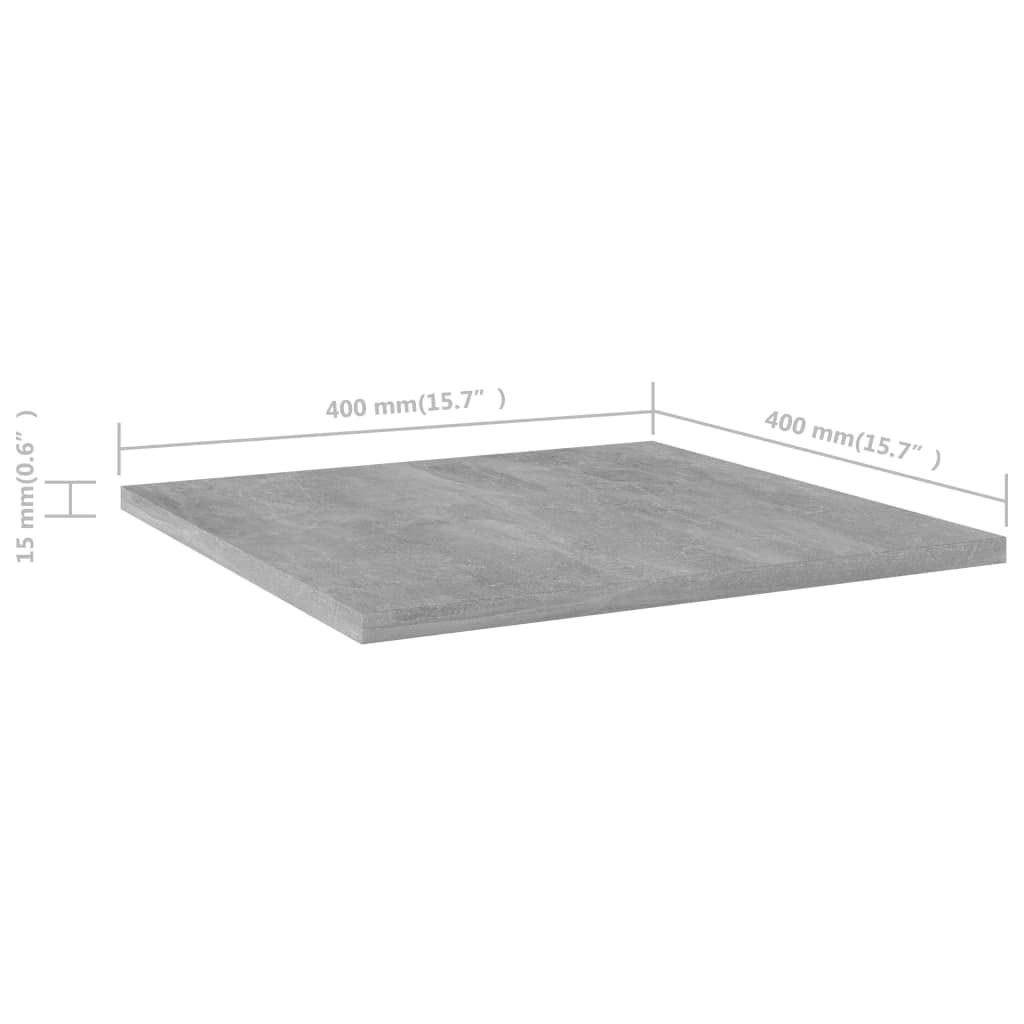 vidaXL Durable Concrete Gray Bookshelf Boards, Engineered Wood - Set of 4 for Additional Storage and Modern Home Decor