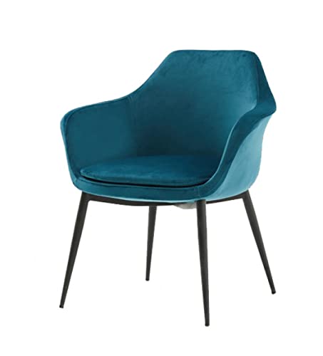 HomeRoots Fabric, Metal Teal and Black Velvet Dining or Side Chair