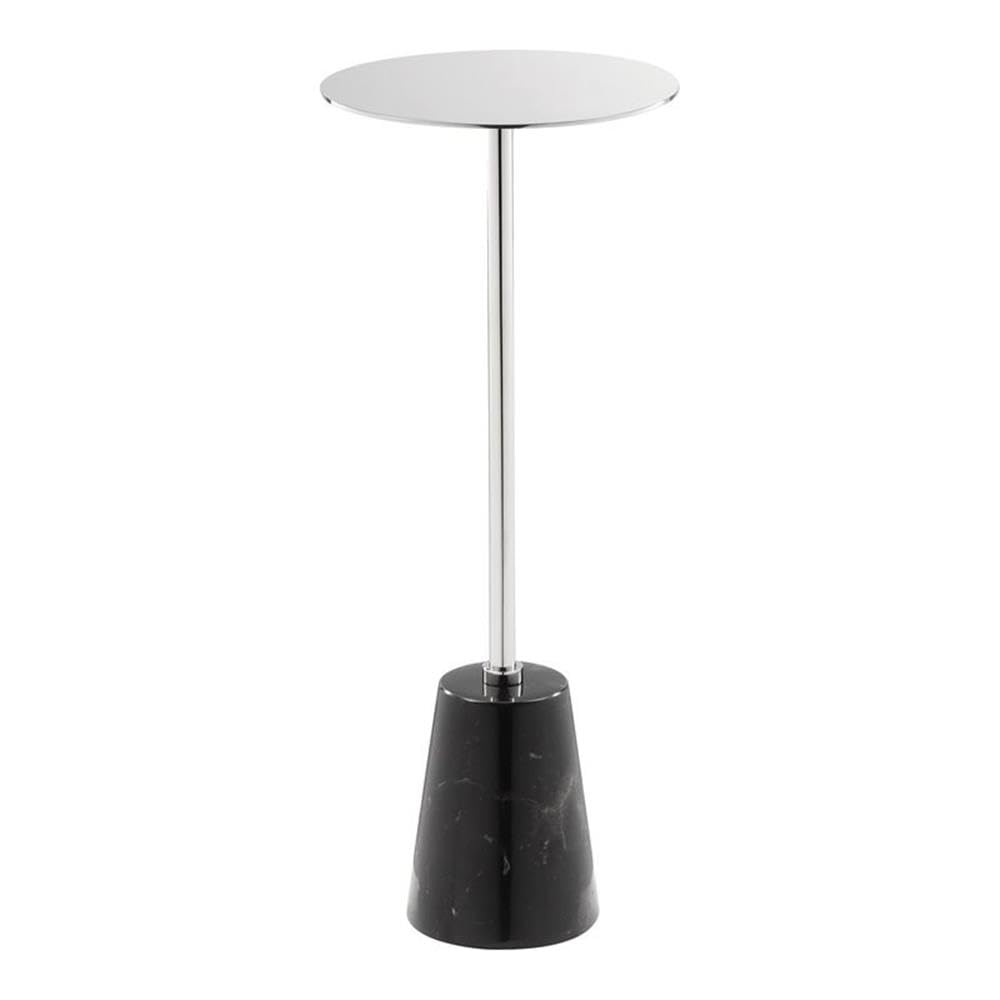 Pangea Home Winston Modern Genuine Marble And Metal Side Table In Black