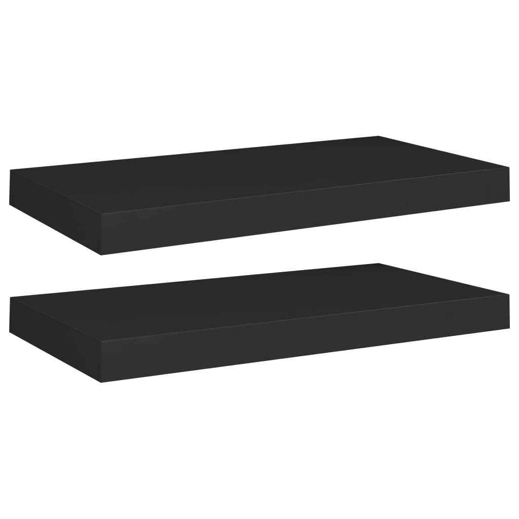 Floating Wall Shelves-SKM Floating Wall Shelves 2 pcs Black 19.7"x9.1"x1.5" MDF