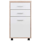 Ergode Kenner Storage Mobile Cabinet | Versatile | Contemporary Design | Easy Mobility | Reclaimed Wood Finish | Linen White Facings | 1-Drawer | Locking Casters (18316-VV)