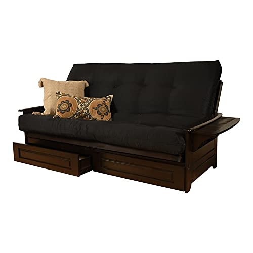 Kodiak Furniture Phoenix Futon with Suede Fabric Mattress in Black/Espresso