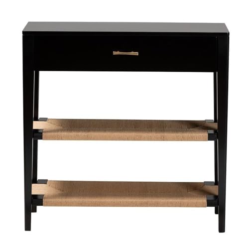 Baxton Studio Freya Modern Bohemian Black Finished Bayur Wood 1-Drawer Console Table Black/bayur Wood
