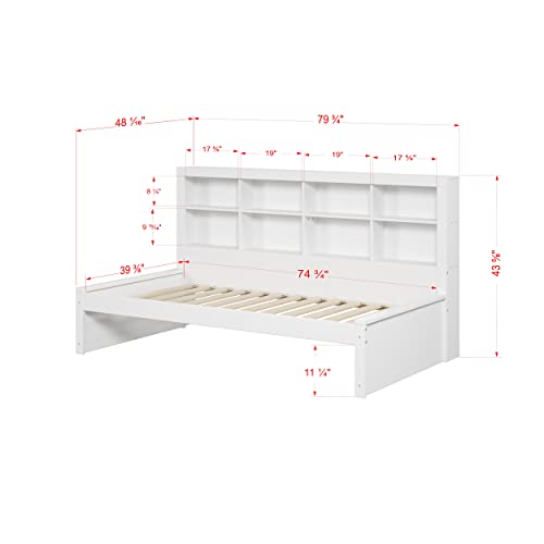 Donco Kids Equable Modern Twin Bookcase Daybed in White Finish