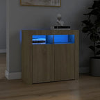 vidaXL Sideboard with LED Lights Sonoma Oak 31.5"x14"x30"