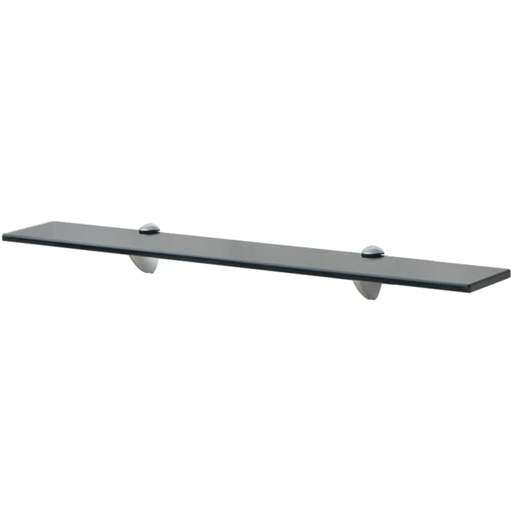vidaXL Modern Black Floating Wall Shelf-Tempered Safety Glass Shelf-Zinc Alloy Clip Brackets-Easy Assembly-27.6&quot; x7.9 0.3&quot;-22lb Load Capacity for Living Room, Bedroom, Bathroom