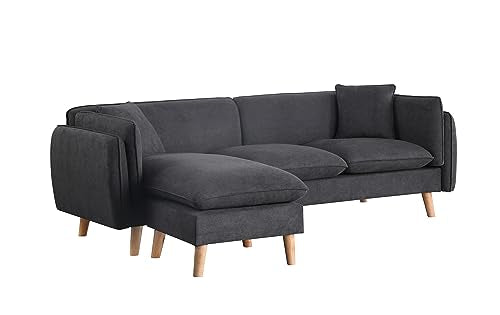 Lilola Home Brayden Dark Gray Fabric Sectional Sofa Chaise