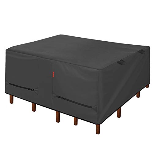 Porch Shield Patio Table Cover - Waterproof Outdoor Dining Table And Chairs Furniture Set Cover Square - 84 X 84 Inch, Black