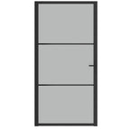 vidaXL Modern Interior Door with Matt Black Glass Panel and Aluminium Alloy Handle - Durable Tempered Glass for Home and Office