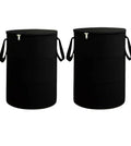 Joyecraft Set Of 2 Laundry Baskets With Zipper Lid & Handles Black, Foldable Laundry Hamper For Clothes Storage, Large Collapsib