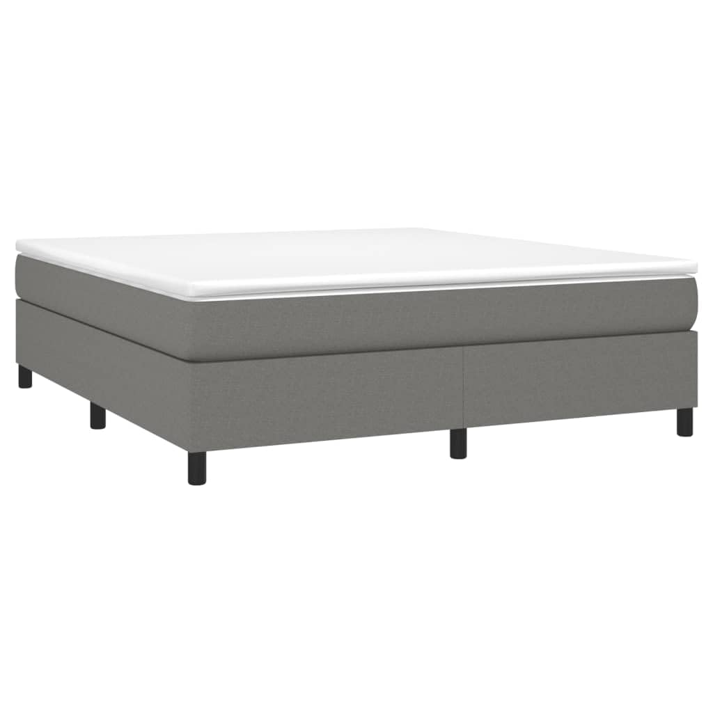 vidaXL King Size Box Spring Bed Frame with Dark Gray Fabric Upholstery – Modern Style Bedroom Furniture, Engineered Plywood Construction, 76&quot;x79.9&quot; Mattress Compatibility