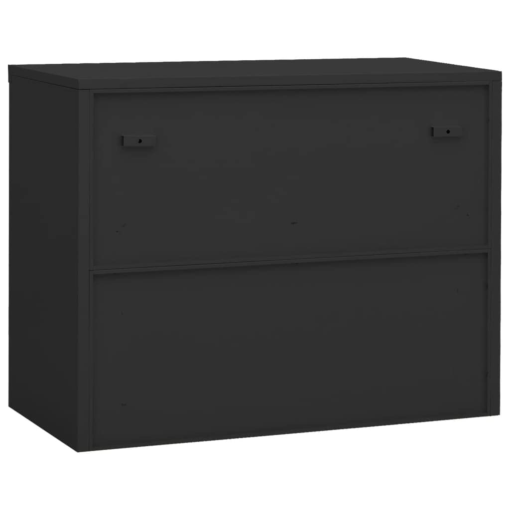 vidaXL Anthracite Office Cabinet with Tempered Glass Doors - 35.4&quot;x15.7&quot;x27.6&quot; Steel Design, Secure File Storage, Easy Assembly, Scandinavian Style