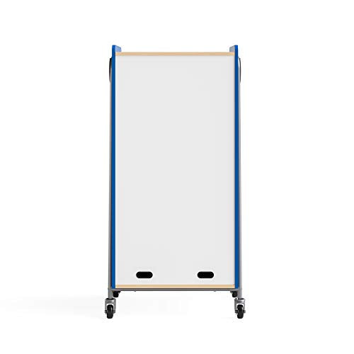 Safco Products 3935EBU Whiffle Typical 15, Double Column 14-Tote 2-Shelf Doored Rolling Storage Cart with Magnetic Dry-Erase Back, Electric Blue, 60&quot; H, Tall