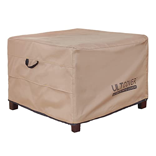 Ultcover Waterproof Patio Ottoman Cover Square Outdoor Side Table Furniture Covers Size 27L X 27W X 18H Inch