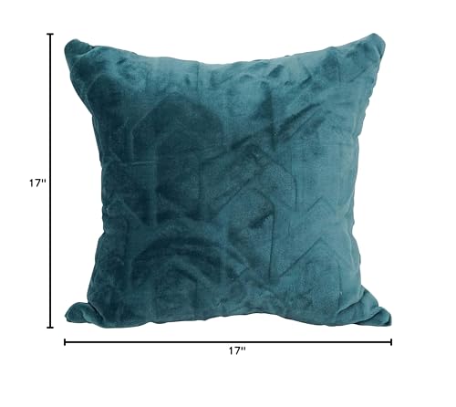 Blazing Needles Square Faux Fur Throw Pillows, 17&quot;, Agora Teal 4 Count
