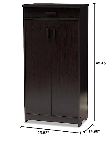 Baxton Studio Bienna Modern and Contemporary Wenge Brown Finished Shoe Cabinet