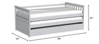 Acme Daybed & Roll-Out Bed (15" H) Twin Size Sofa Bed Living Room Guest Bed Bedroom Box Spring Not Required, Shelter Style Day Bed Armrest, Slat Included (12+12+12), Easy Assembly, White Finish
