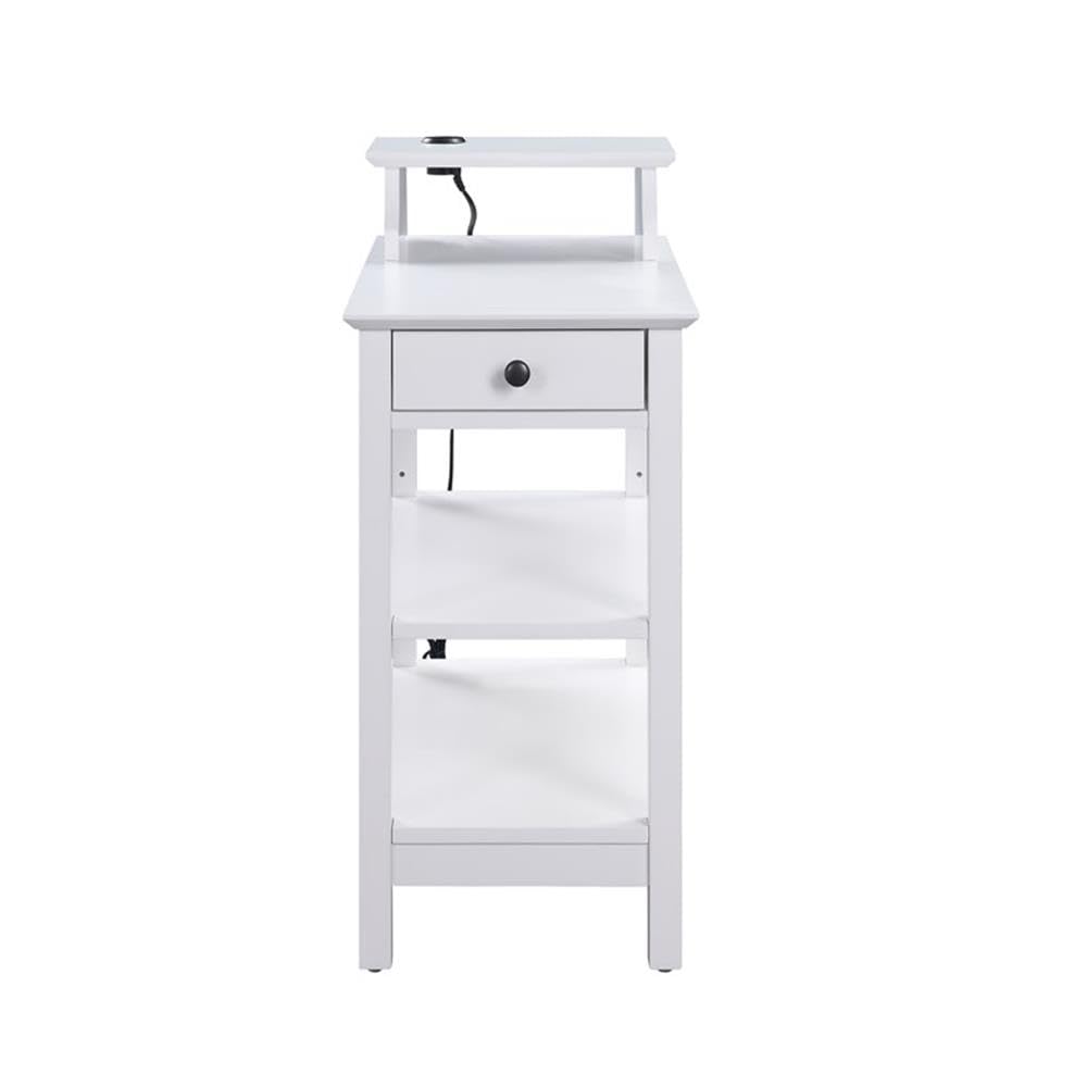 Acme Slayer Side Table With Usb Charging Dock In White