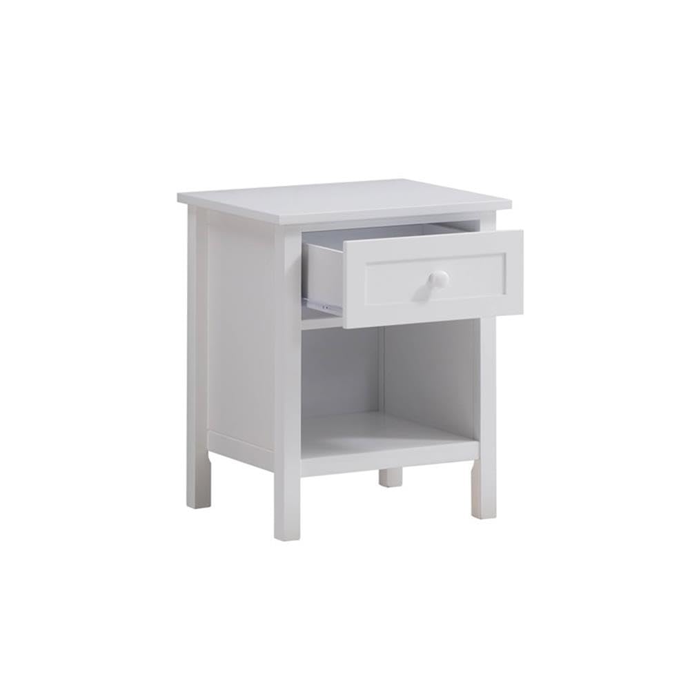 Acme Iolanda 1-Drawer Wooden Nightstand with Compartment in White