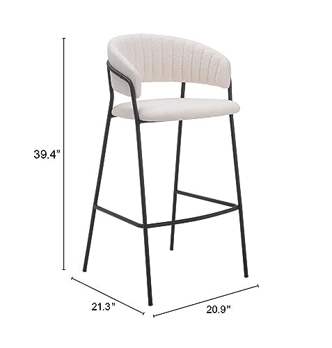 Zuo Josephine Barstool Cream