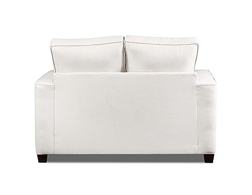 American Furniture Classics Relay Mist Loveseat with Two Throw Pillows Sofas, Soft Washed Cream Tweed