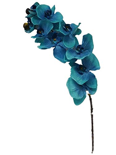 Sweet Home Deco 38 Flannel Phanaenopsis Orchid Silk Artificial Spray (10 Flower Heads) in 7 Beautiful Colors (Blue)