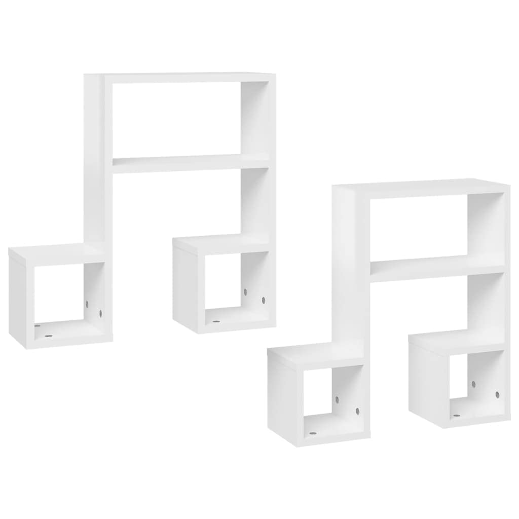 vidaXL Wall Shelves 2 pcs High Gloss White 19.7&quot;x5.9&quot;x19.7&quot; Engineered Wood