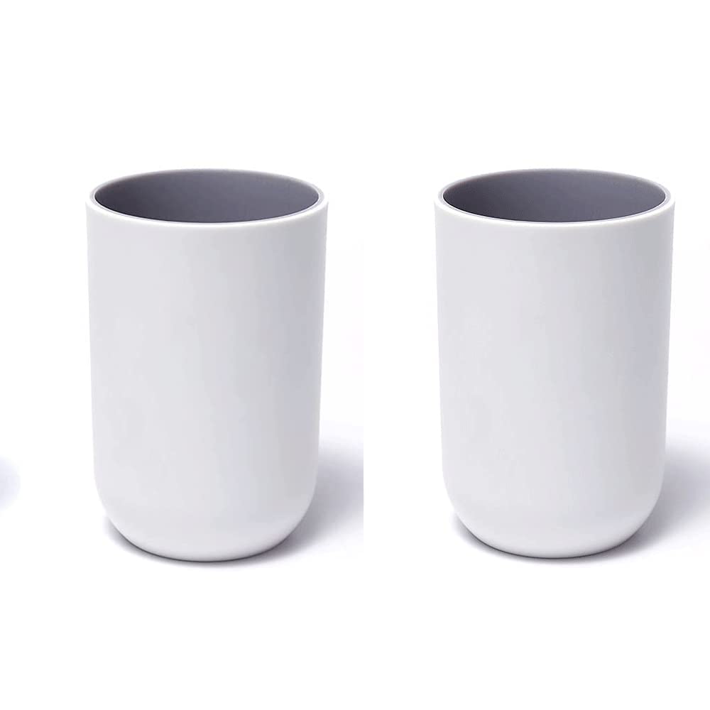RabyLeo Cup 10.5 oz, Unbreakable Reusable Drinking Cups Set of 2 Colors, Plastic Toothbrush Cup Tumbler 300 ml, Dishwasher Safe 