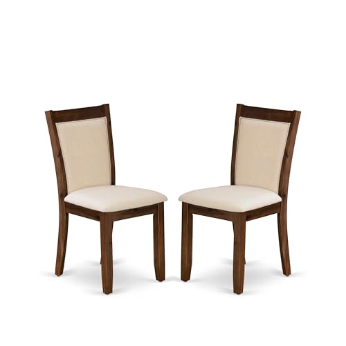 East West Furniture V776Mzn32-7 7 Piece Dining Set Consist Of A Rectangle Dining Room Table With V-Legs And 6 Light Beige Linen Fabric Upholstered Chairs, 36X60 Inch, Multi-Color