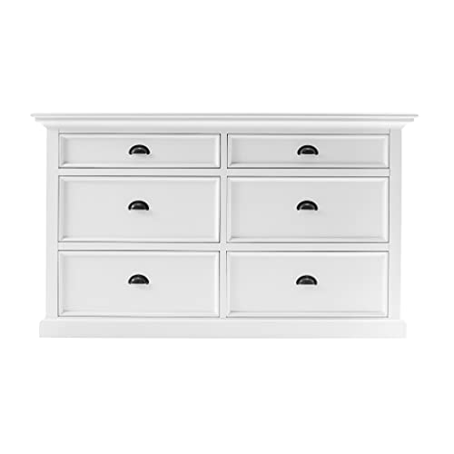 HomeRoots Mahogany, MDF Modern Farmhouse White Six Drawer Dresser