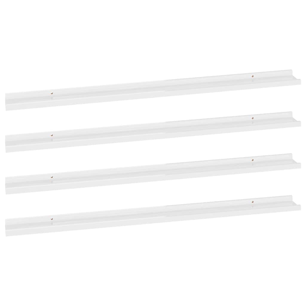 vidaXL High Gloss White Wall-Mounted Shelves (4 pcs) - Durable MDF Material, Space Enhancing, Easy to Clean, 45.3 x 3.5 x 1.2, Suitable for Various Interior Decors
