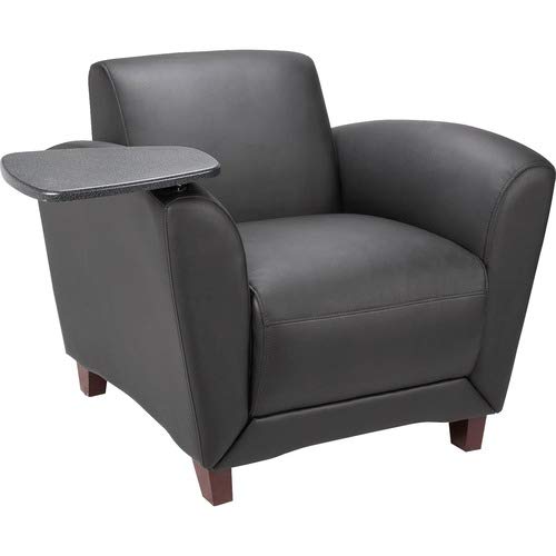 Lorell Reception Seating Collection Chair W/Tablet-Club Chair, W/Tablet, 36&quot;X34-1/2&quot;X31-1/4&quot;, Lthr, Black