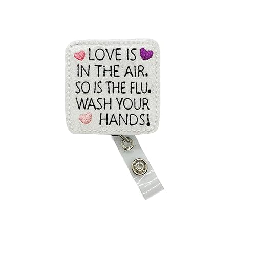 Love Is In The Air Badge Reel, Funny Valentine'S Day Id Holder, Flu Season Name Tag Clip (Carabiner)