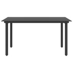 vidaXL Modern Patio Dining Table in Black - Outdoor Furniture with Powder-Coated Steel Frame and Glass Top - 59.1"x31.5"x29.1"