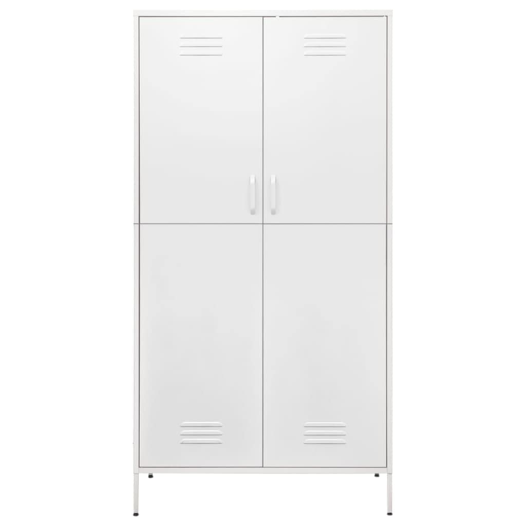 vidaXL White Wardrobe - Durable Steel Construction, 4 Adjustable Shelves, Hanging Rod, Levelers on Bottom - Dimensions 35.4&quot;x19.7&quot;x70.9&quot;