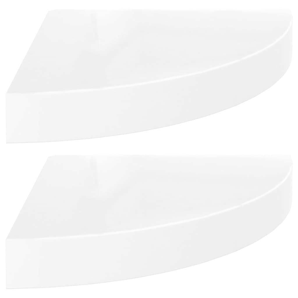 vidaXL Floating Corner Shelves 2 pcs High Gloss White 9.8&quot;x9.8&quot;x1.5&quot; MDF