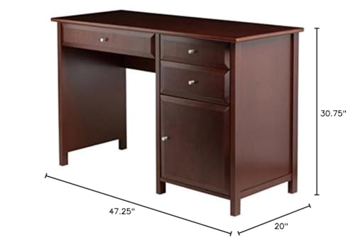 Ergode Delta Office Desk - Sleek, Modern Design with Drawers & Cabinet, Walnut Finish