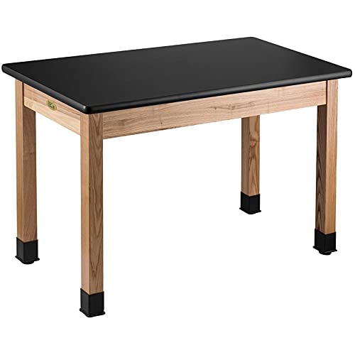NPS 30x60 Modern Adjustable Glides Wood Science Lab Table with HPL Top in Black