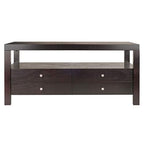 Ergode Wood Stafford Coffee Table | Oyster Gray Finish | Slatted Side Panels | Full-Size Drawer | Lower Shelf | Solid & Composite Wood (92643-VV)
