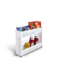 Orrda Plastic 2 Tier Space Saving Storage Organizer Slim Rack Shelf With Wheels || Slim Slide Out Kitchen Trolley Rack Holder St
