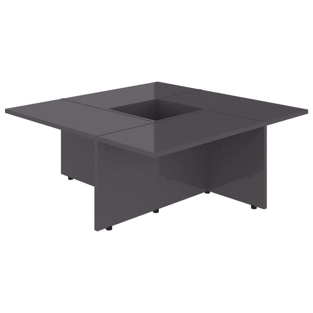 Coffee Table High Gloss Gray 31.3&quot;X31.3&quot;X11.8&quot; Engineered Wood