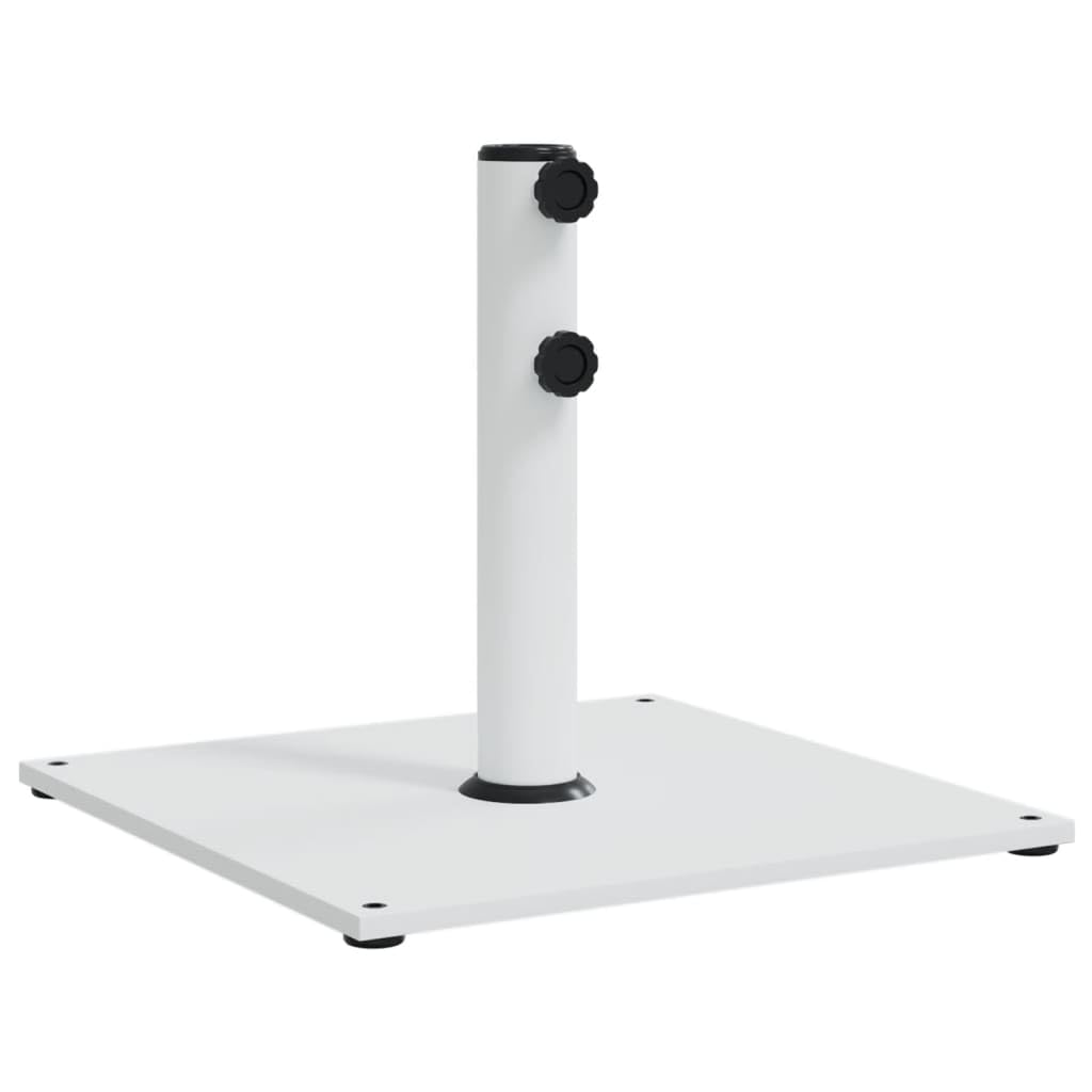 vidaXL Parasol Base for Ø1.3/1.5"/1.9" Poles 37.5 lb Square White Steel Umbrella Stand with Multiple Pole Adapters, Adjustable Feet - for Garden, Patio, Deck