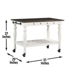 Steve Silver Co Joanna Two Tone Kitchen Trolley Cart, Two Towel Rods, Bottom Shelf Storage, Classic Farmhouse Styling, Island on Wheels, Hardwood Solids, 28.5" D x 50.5" W x 36.5" H, White/Ivory