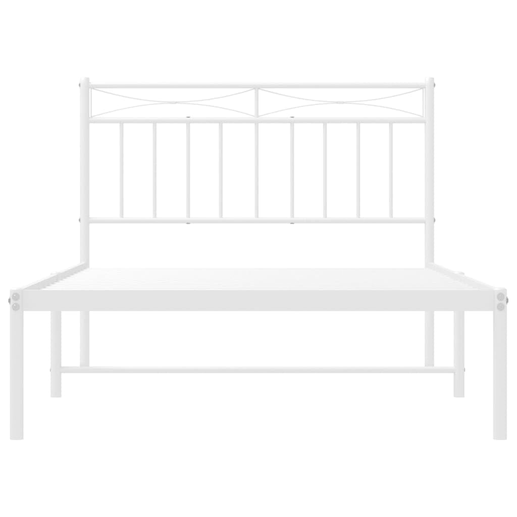 vidaXL Modern Steel Bed Frame - Robust Construction, Timeless headboard Design, White, Extra Under-Bed Storage Space - Assembly Required