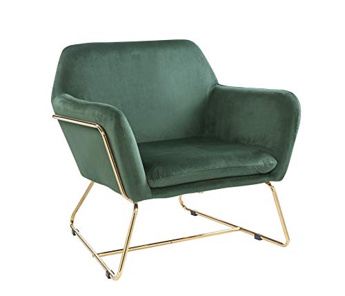 Lilola Home Keira Green Velvet Accent Chair with Metal Base